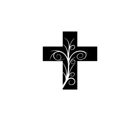 A cross with a beautiful pattern. Fully editable templateのイラスト素材