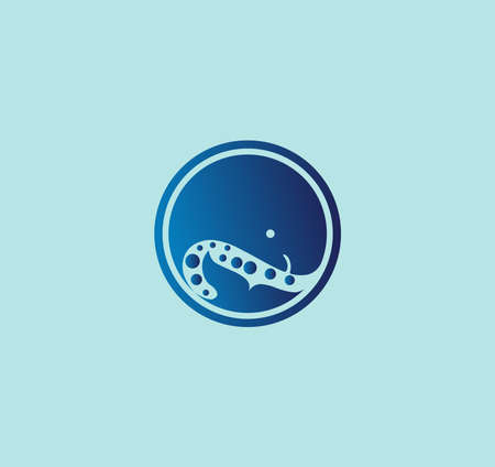 a beautiful logo in which the circle is stylized as a whaleのイラスト素材