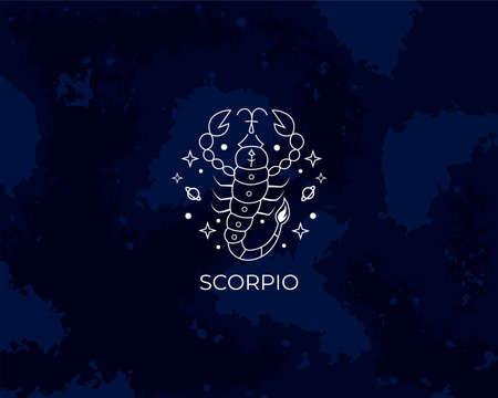 Scorpio. zodiac signs on outer space background. Vector illustrationのイラスト素材