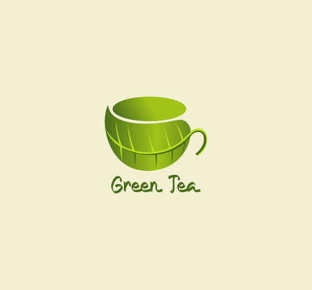 Tea cup concept design. Green organic tea backgroundのイラスト素材