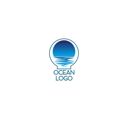 Logo template with the sunrise over the water surfaceのイラスト素材