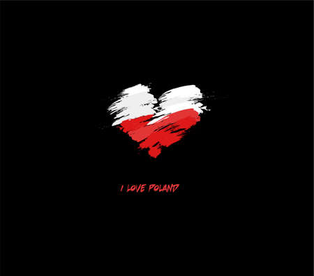 Poland grunge flag heart for your designのイラスト素材
