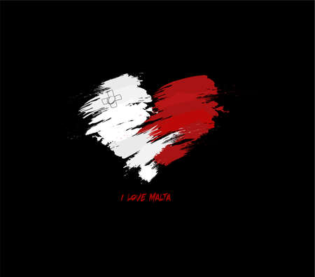 Malta grunge flag heart for your designのイラスト素材