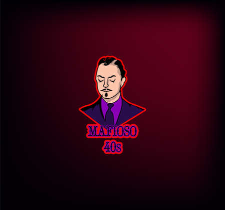 MAFIA LOGO emblem with abstract character silhouette of the head of a man in a hat . vintage vector illustrationのイラスト素材