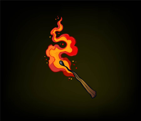 A lighted match. hand drawn illustration vector.のイラスト素材