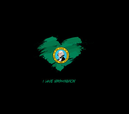 Washington (state) grunge flag heart for your design. Federative units of the United States.のイラスト素材