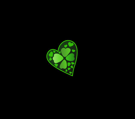 A clover in a painted heart: A symbol of good luck and love. The four leaves represent faith, hope, love, and luck.のイラスト素材