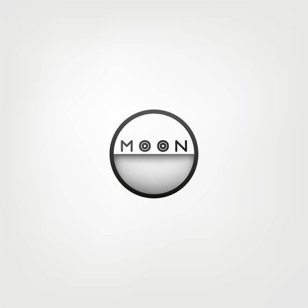 A sleek, monochromatic design featuring a minimalist moon icon. The black and white color scheme creates a sophisticated and timeless lookのイラスト素材
