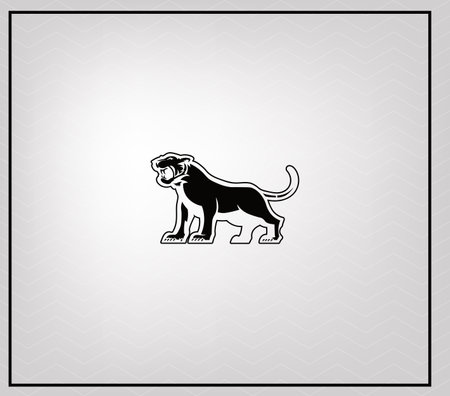 The logo with a red cougar. A very beautiful design combined with the brutality of an angry cougar.のイラスト素材