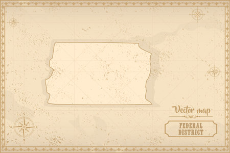 Map of Federal District in the old style, brown graphics in retro fantasy style. Federal units of Brazil.のイラスト素材