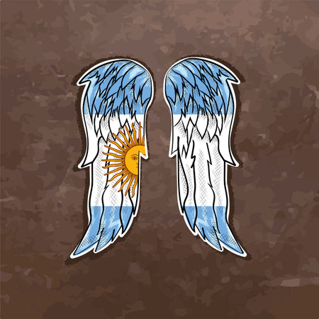 Unleash your creativity with our dynamic vector file featuring wings in the colors of the Argentina flag. Fly high and express your Argentine pride with this stunning design.のイラスト素材