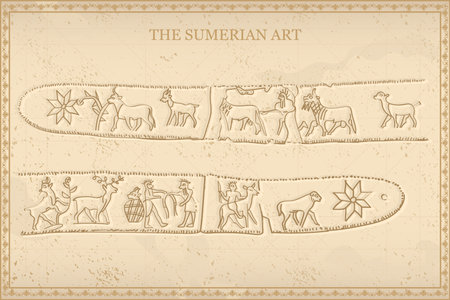 Sumerian decorative vector illustration. traditional ethnic ornamentのイラスト素材