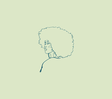 Captivating simplicity: Discover our one-line drawing of an Afro African girl. Art that speaks volumes.のイラスト素材