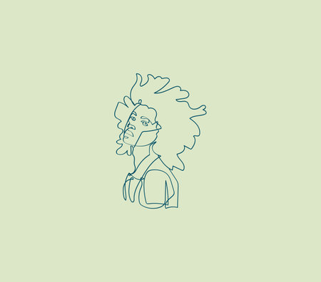 Elegance in simplicity: Explore our one-line drawing of an Afro guy. Minimalist art at its finest.のイラスト素材