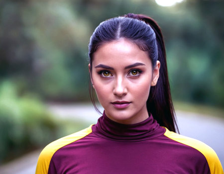 Portrait of a beautiful young woman in sportswear, outdoorsの素材