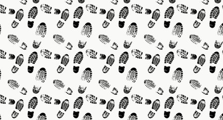 Seamless pattern with footprints. Vector illustration. Black and white