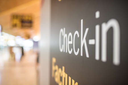 airport inside terminal and check-in counterの写真素材