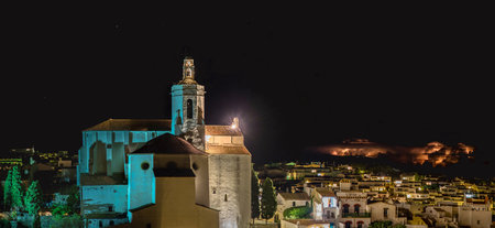 view of the fishing village of Cadaques from the seaの写真素材