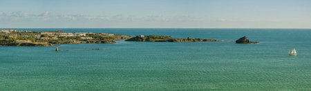 view of the fishing village of Cadaques from the seaの写真素材