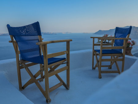 views of the village of Oia in Santoriniの写真素材