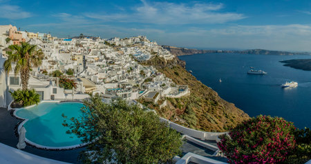views of the village of Oia in Santoriniの写真素材