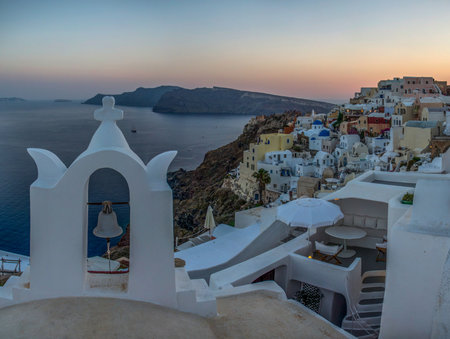 views of the village of Oia in Santoriniの写真素材