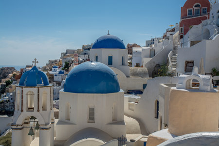 views of the village of Oia in Santoriniの写真素材