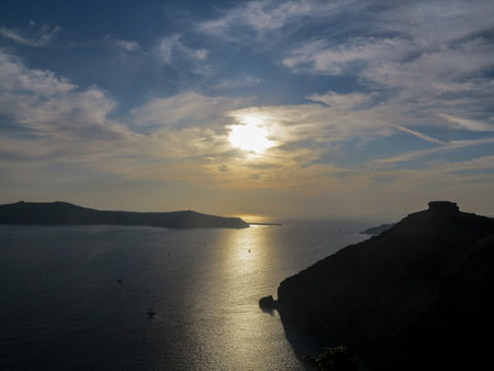 views of the village of Oia in Santoriniの写真素材
