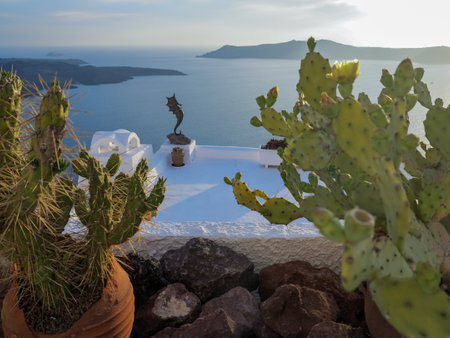 views of the village of Oia in Santoriniの写真素材