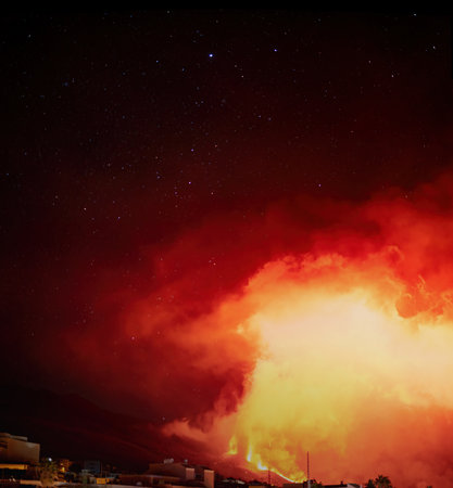 eruption of the volcano on the island of La Palmaの写真素材