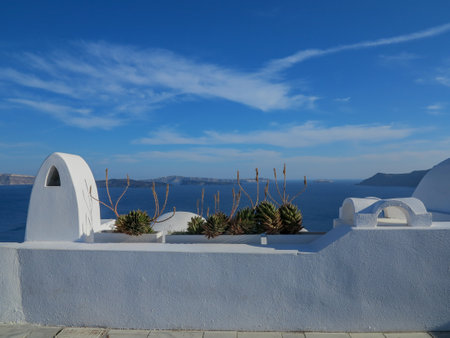 views of the village of Oia in Santoriniの写真素材