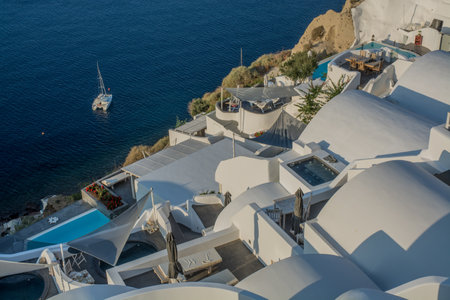 views of the village of Oia in Santoriniの写真素材
