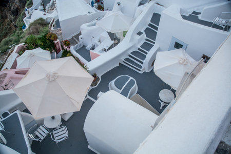 views of the village of Oia in Santoriniの写真素材