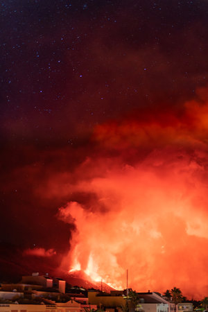 eruption of the volcano on the island of La Palmaの写真素材