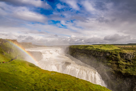 spectacular Gullfoss waterfall in Icelandの写真素材