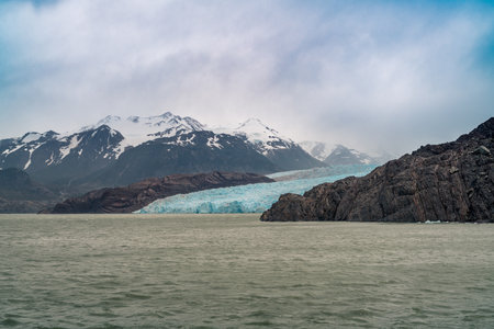 Grey glacier in Torres del Paine National Park, in Chilean Patagoniaの写真素材