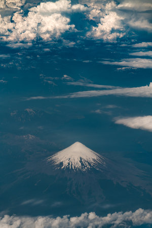 aerial landscape from a plane of Chileの写真素材