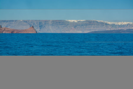 volcanic landscape of the island of Santoriniの写真素材