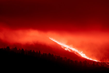 eruption of the volcano on the island of La Palmaの写真素材