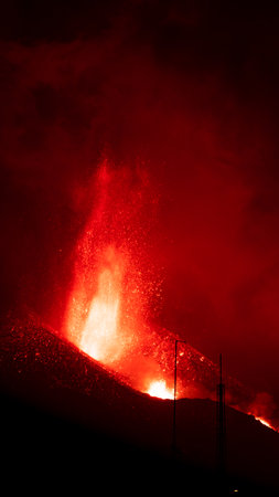 eruption of the volcano on the island of La Palmaの写真素材