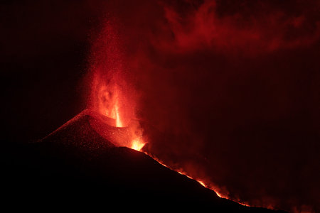 eruption of the volcano on the island of La Palmaの写真素材
