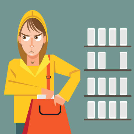 Delinquent teenager or man shoplifting or stealing from retail store