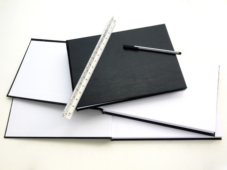 Emty page, book, and equipmentの写真素材