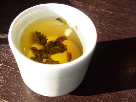 Hot tea in the cupの写真素材