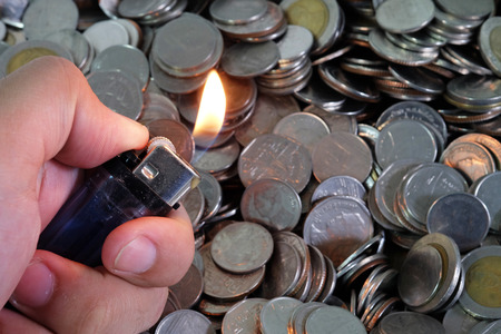 Fire and moneyの写真素材