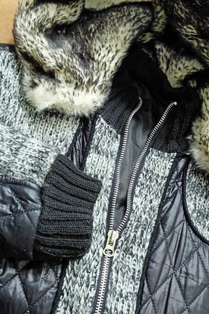 Coat with different textureの写真素材