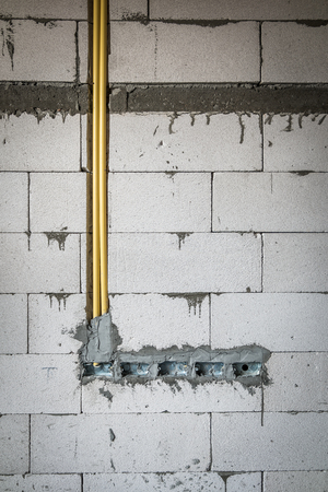 Pipe for wire in the wallの写真素材