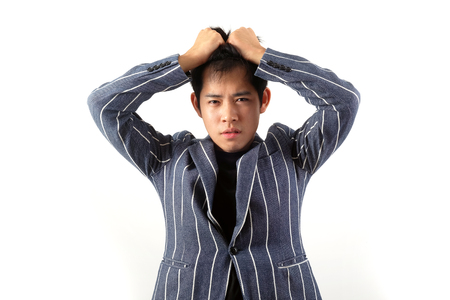 Asian officer portrait with emotionの写真素材