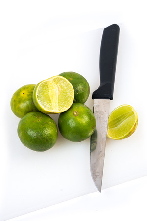 Limes on the white backgroundの写真素材