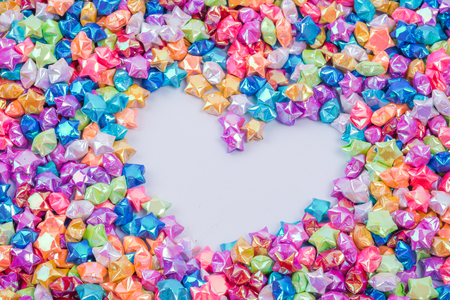 Colorful small star and heart frameの写真素材